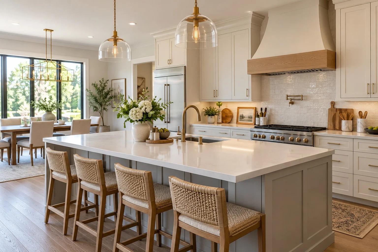 Illustrative bright kitchen prepared for listing photography