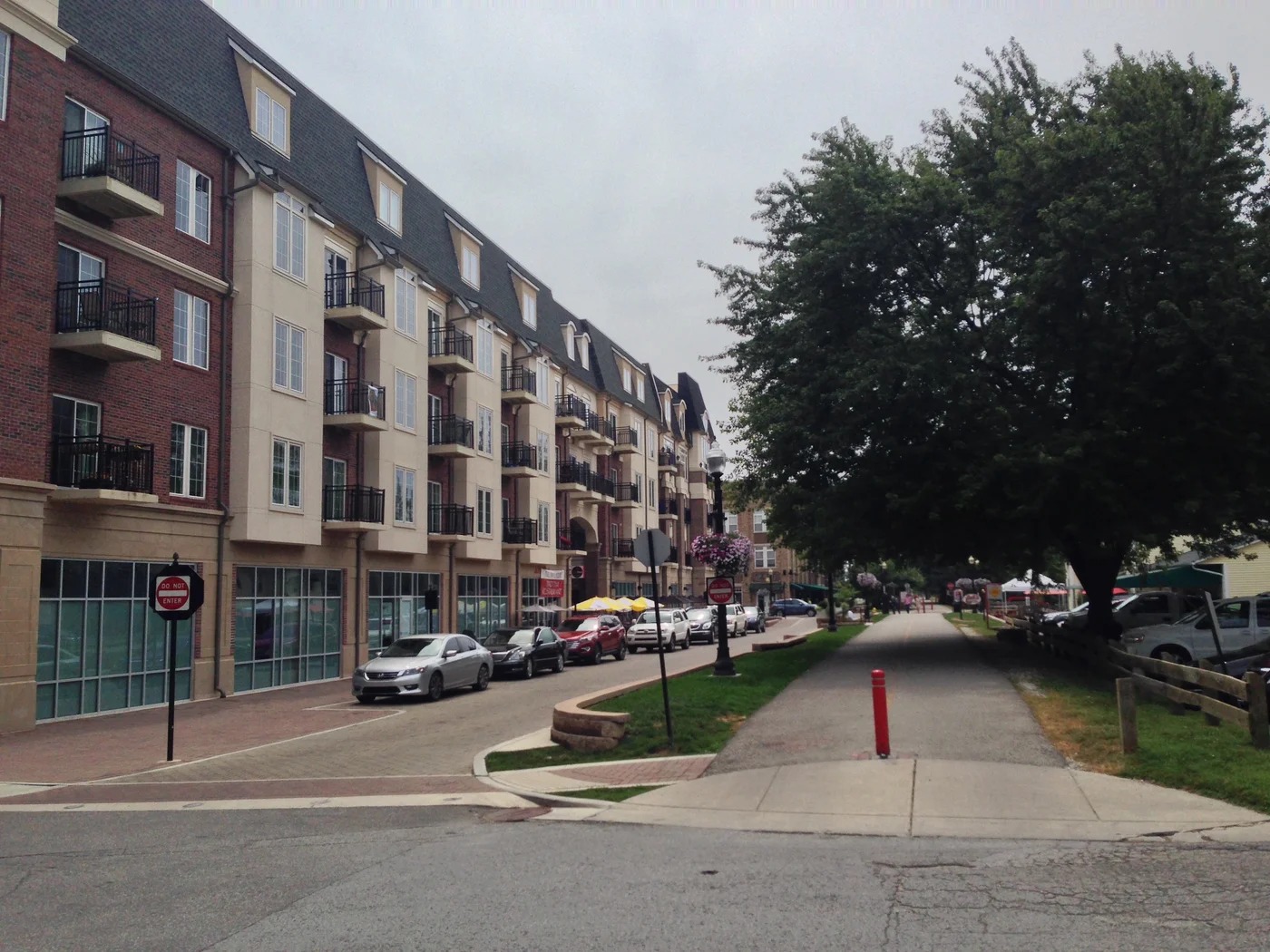 Monon Greenway alongside downtown Carmel buildings