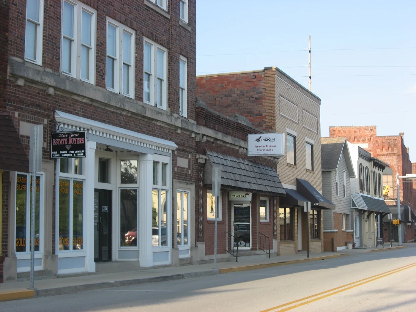 Historic storefronts on West Main Street in downtown Greenwood